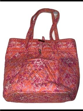 Vintage Vera Bradley Hope Toile VERA TOTE Shoulder Bag Pink Orange Floral Y2K